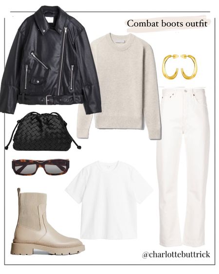 White combat boots outfit - smart casual - leather jacket - white jeans - off duty - weekend outfit - uk fashion influencer 

#LTKeurope #LTKSeasonal #LTKshoecrush