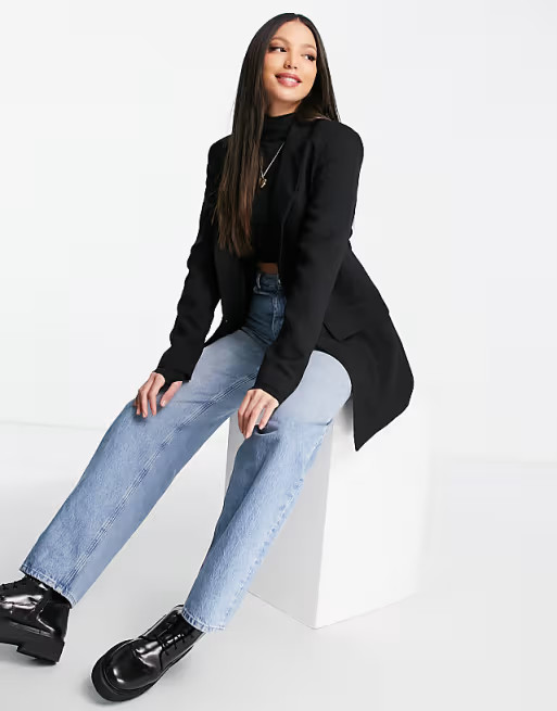 ASOS DESIGN Tall longline perfect blazer in black | ASOS (Global)