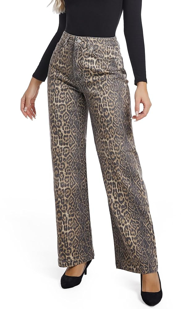 Women's Jeans Straight Leg Casual High Waisted Stretch Trendy Black Pull On Jeans for Women | Amazon (US)