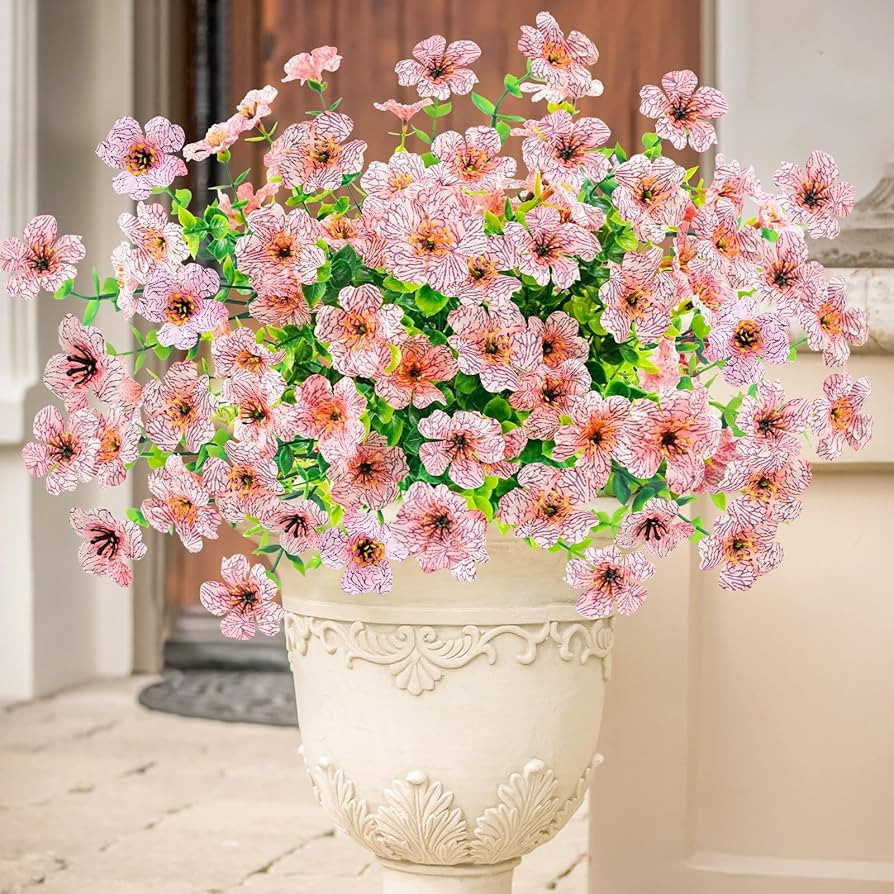 Agusbagli 10 Bundles Artificial Flowers Outdoor UV Resistant Fake Flowers No Fade Faux Plastic Gr... | Amazon (US)