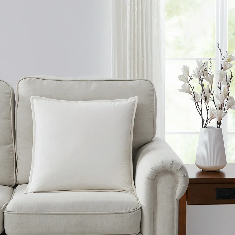 Better Homes & Gardens 20" x 20" Solid Reversible Beige/White Velvet Decorative Pillow | Walmart (US)