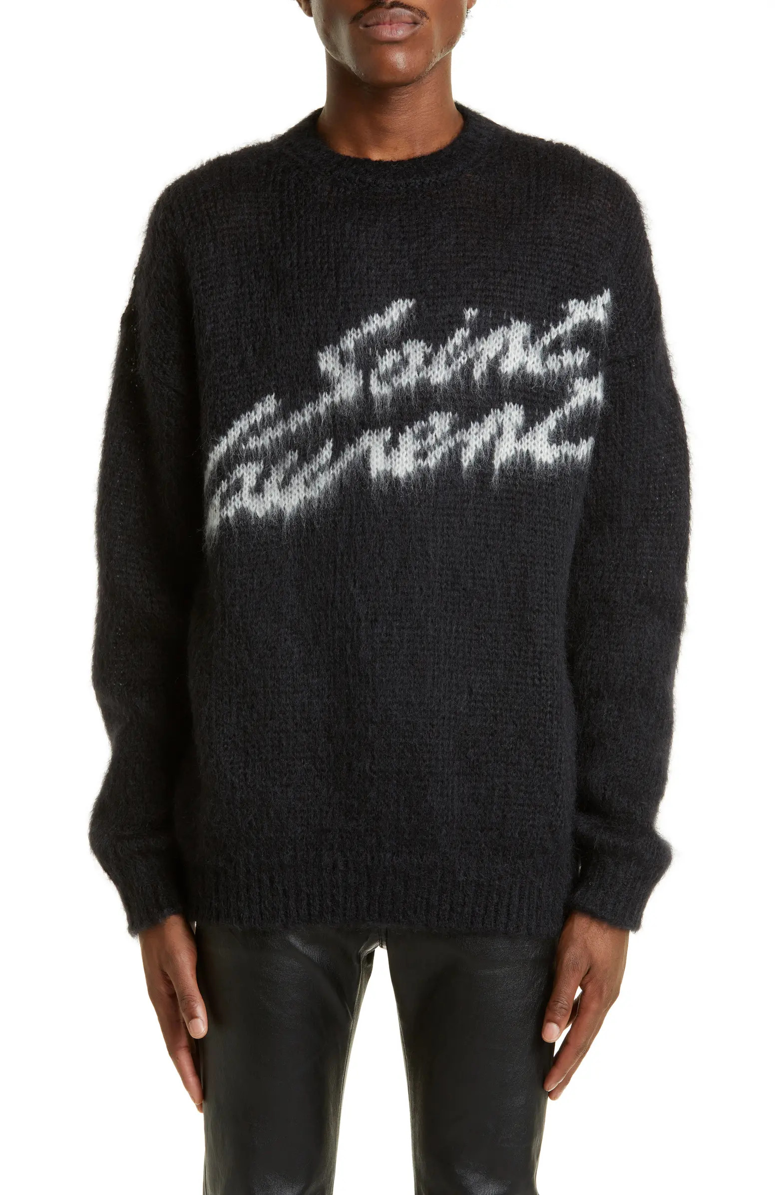 Saint Laurent Signature Mohair Blend Crewneck Sweater | Nordstrom | Nordstrom