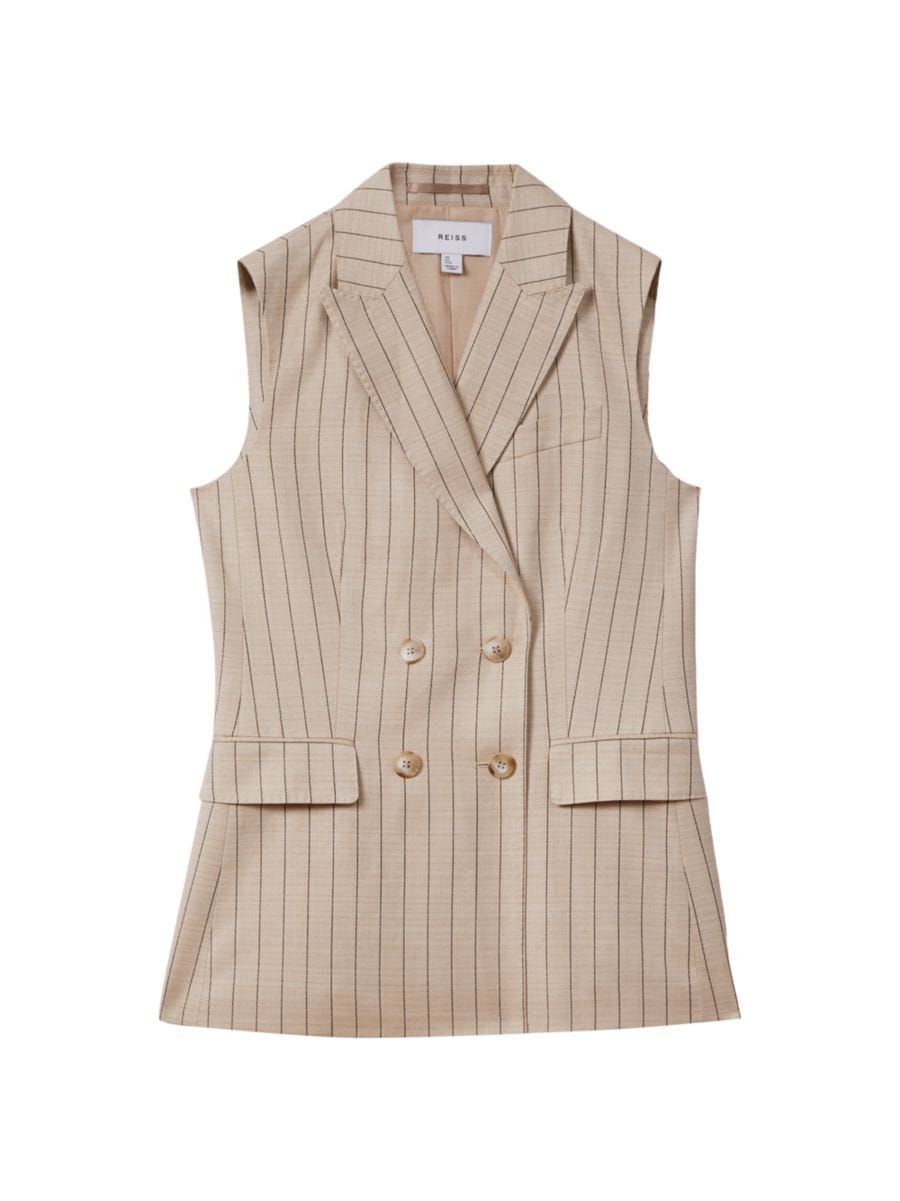 Odette Pinstriped Wool-Blend Vest | Saks Fifth Avenue