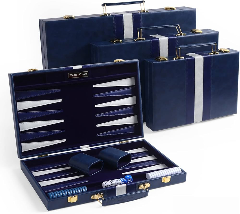 Magic Vosom Travel Medium 15 Inch Backgammon Blue Sets Classic Board Game with Premium Leather Ca... | Amazon (US)