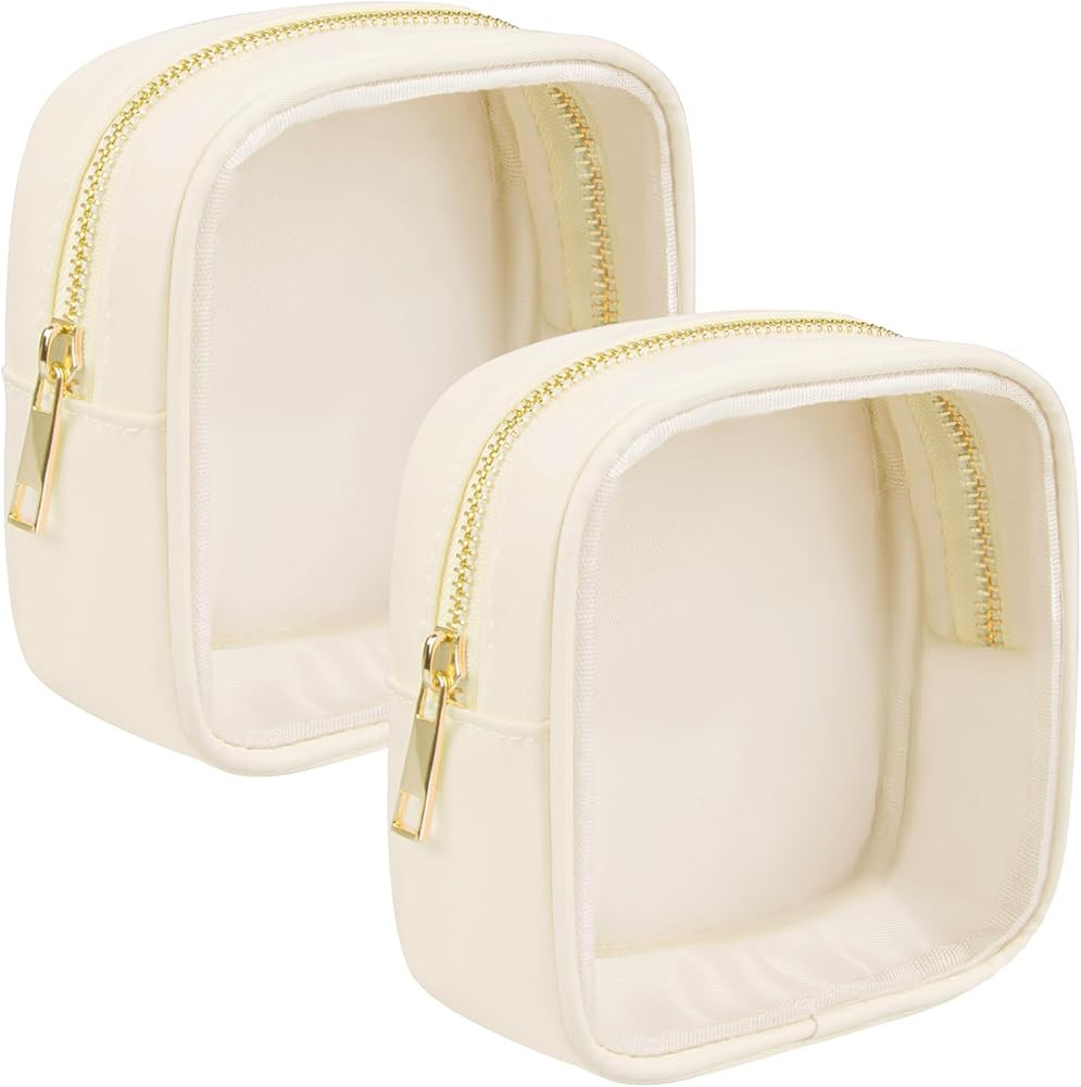 Clear Makeup Bag for Purse 2 Pcs Small Nylon Zipper Pouch Mini Travel Cosmetic Bag Clear Toiletry... | Amazon (US)