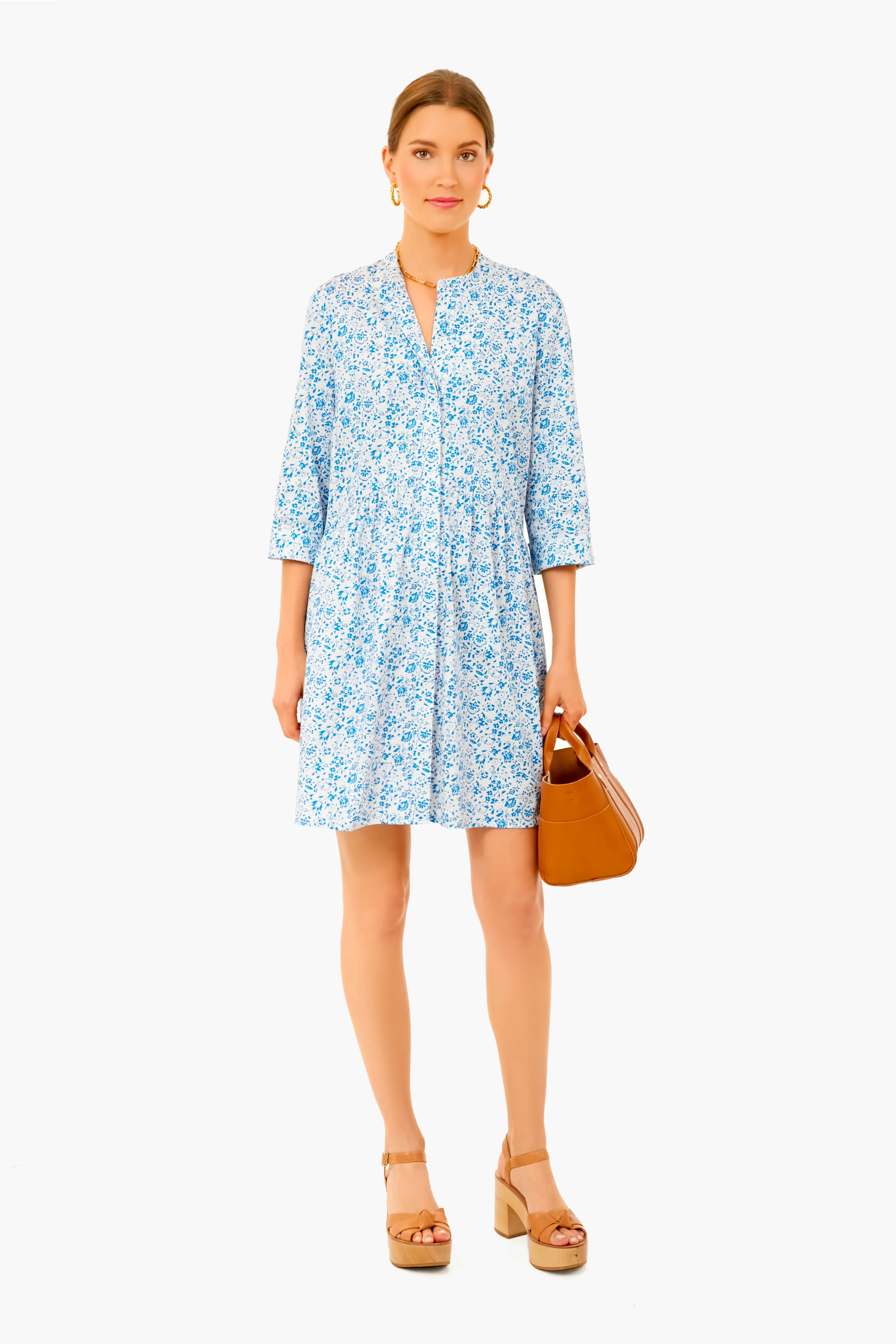 Classic Blue Ditsy Royal Shirt Dress | Tuckernuck (US)