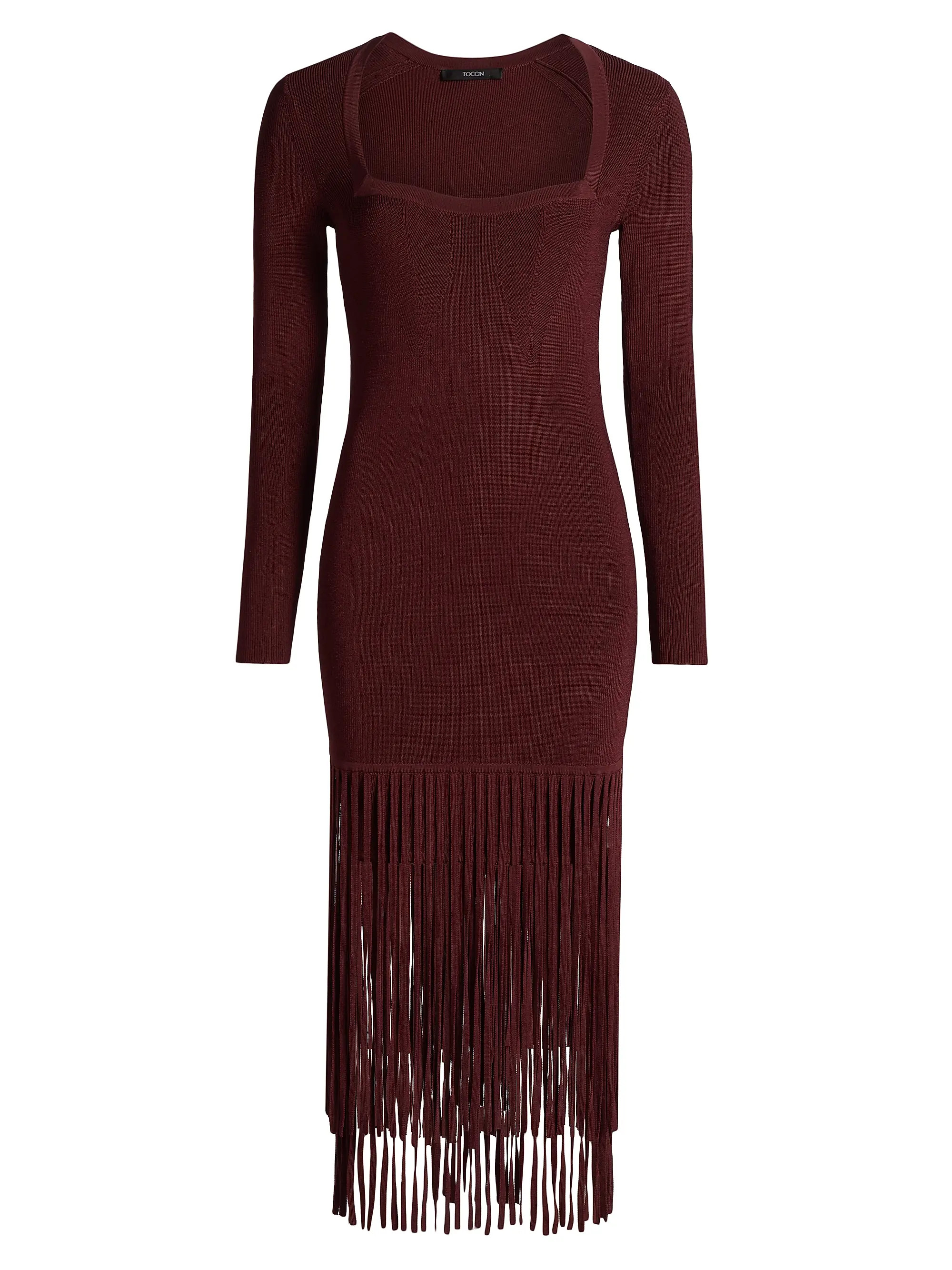Mila Fringe Knit Long-Sleeve Midi-Dress | Saks Fifth Avenue
