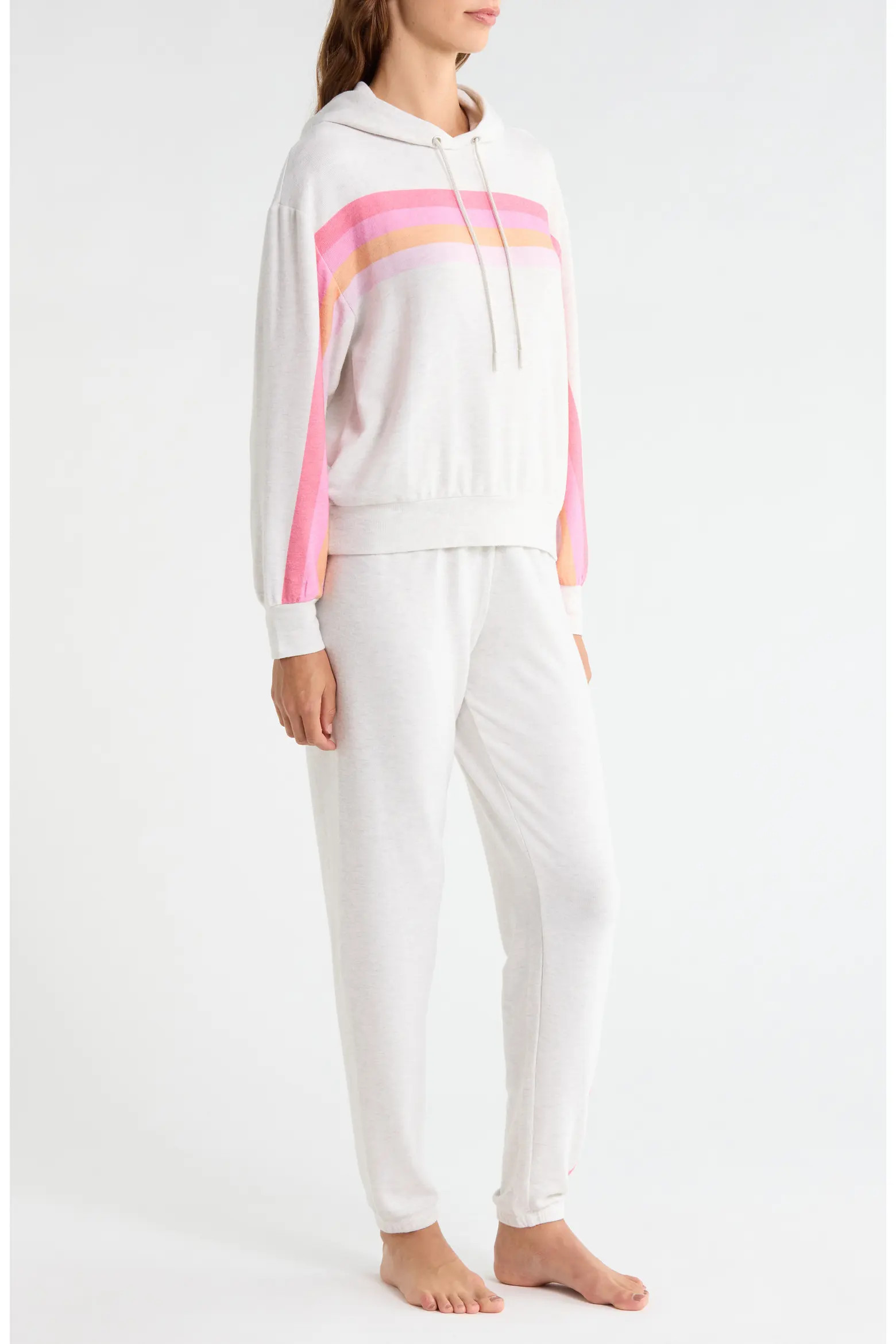 PJ Salvage Radiant Stripe Peached Jersey Hoodie Pajamas (Women) | Nordstrom | Nordstrom