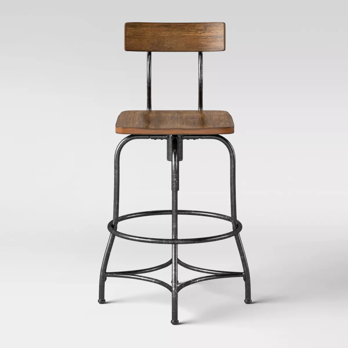 Woodsboro Adjustable Barstool Brown - Threshold™: Metal Frame, Wood Seat, Home Bar Furniture | Target