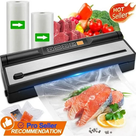 Food Vacuum Sealer Machine, Auto&Manual Food Sealer with 2 Rolls Food Vacuum Sealer Bags for Food Preservation, Food Storage Saver Dry & Moist Food Modes, Built-in Cutter, LED Indicato | Walmart (US)
