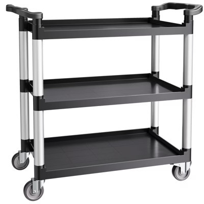 VEVOR Utility Cart, 500 lbs Load Capacity, 3-tier Utility Plastic Cart with 360° Swivel Wheels (2 with Brakes), 31.1 x 19.3in Food Service Cart,Black | Target