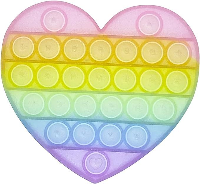 Bubble Popping Sensory Toy - Bubble Pop Fidget Toy - Pastel Rainbow Heart - Stress Relief Toys fo... | Amazon (US)