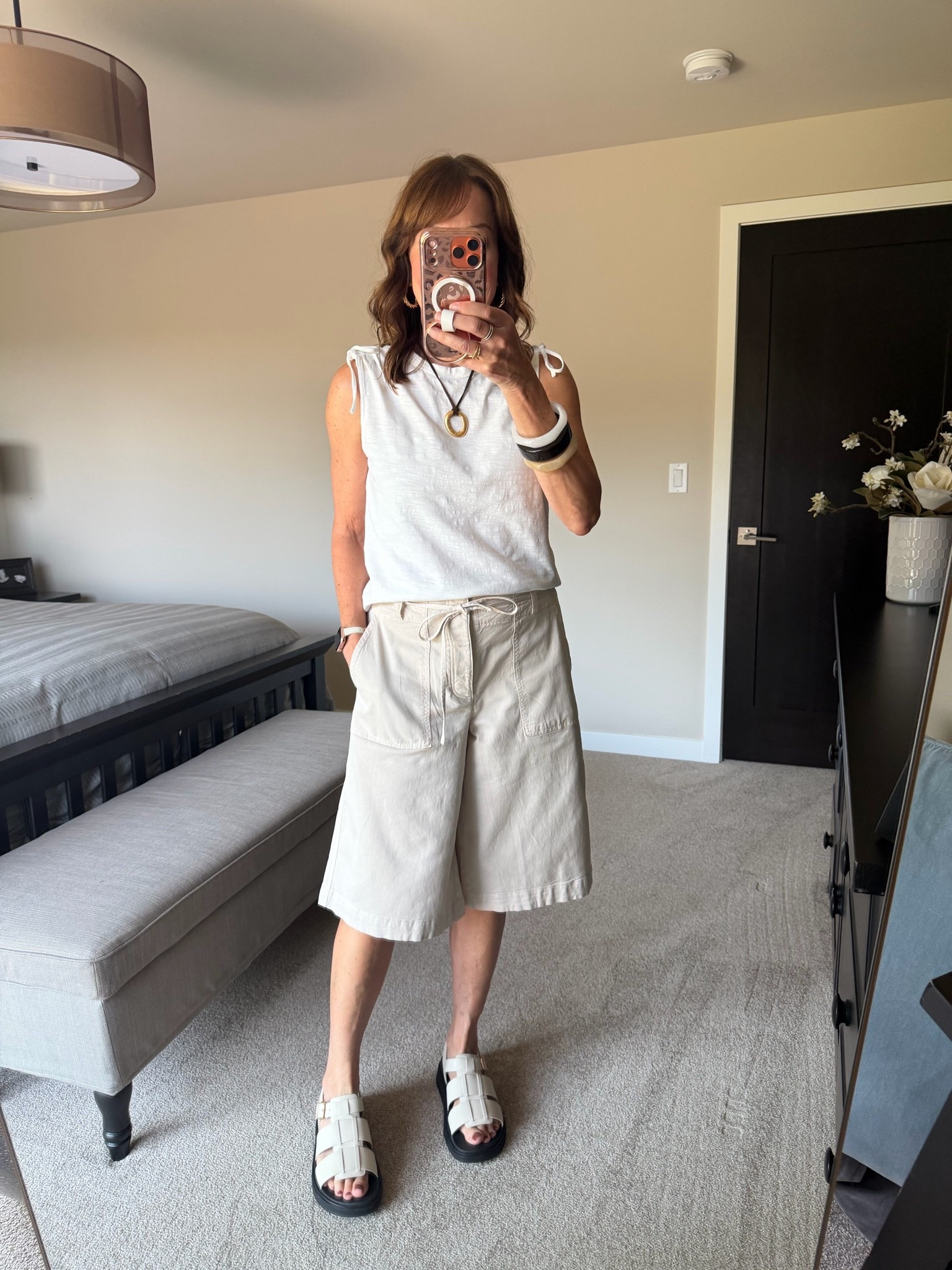 Outfit of the night for an outdoor concert! Temperature in the 90’s! I’m loving the long shorts trend!! Also I planned my outfit around my super comfy fisherman’s sandals! Love them! 

@Splendid @FitFlop Ltd

#LTKdayinmylife #LTKgrwm #LTKOver40