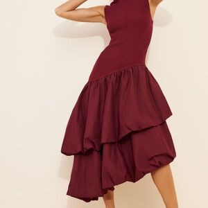 Amur Eleonora Tiered Gown Elegant Burgundy Sleeveless Dress | Poshmark