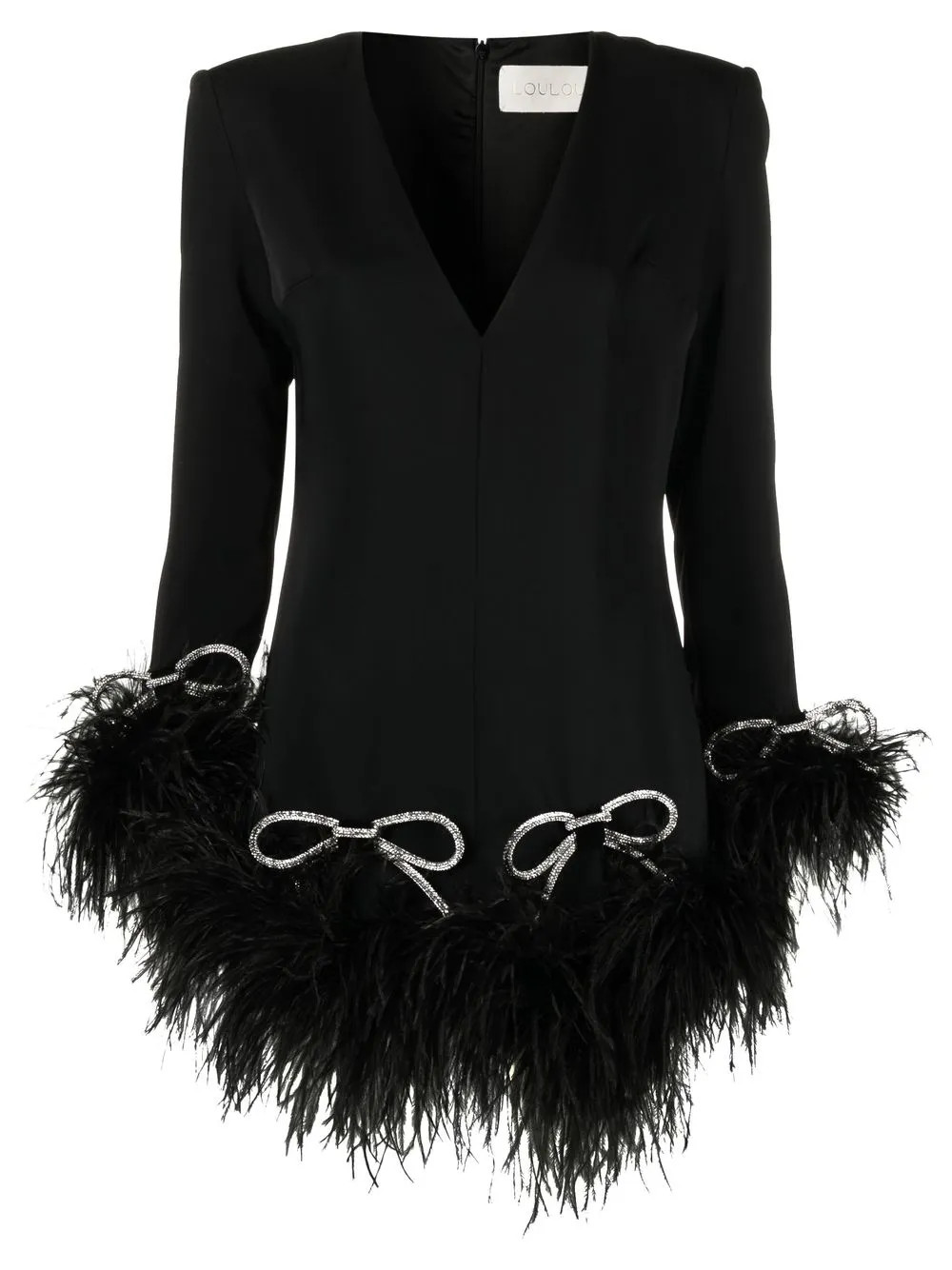 Loulou bow-embellished feather-trimmed Minidress - Farfetch | Farfetch Global