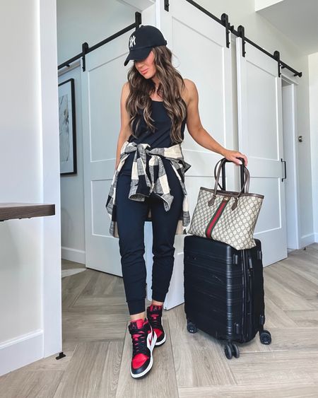 Travel outfit idea
Airport outfit idea 
The most comfortable jumpsuit ever, runs tts
Air Jordan’s (these are incredible…i bought men’s style…linking similar options here) 
Gucci travel bag and insert 
Save 15% on eye shadow palette with code KIM 

#LTKtravel #LTKstyletip #LTKitbag