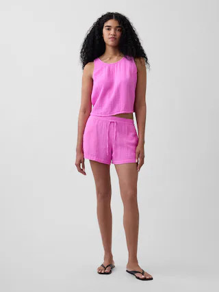 4" Mid Rise Cotton Gauze Easy Shorts | Gap (US)