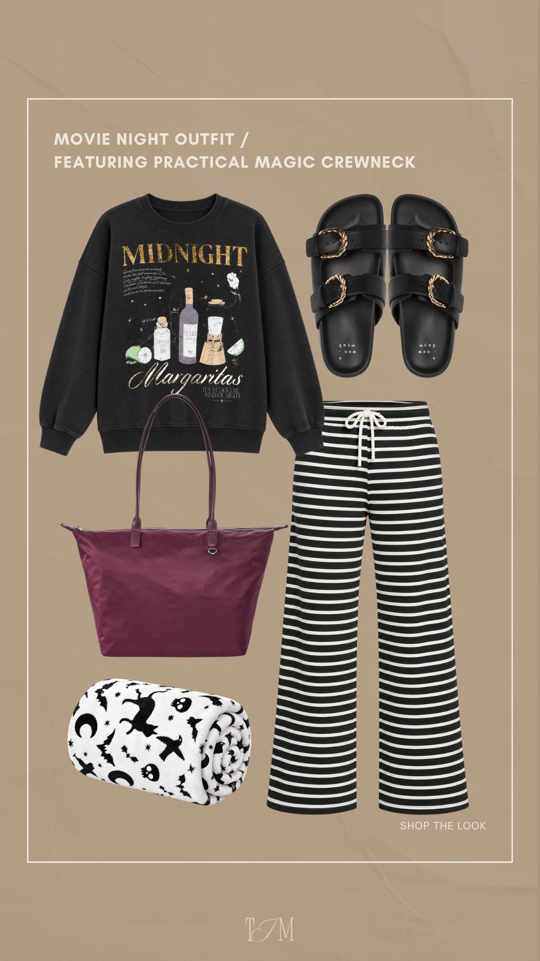 If movie night had a fall uniform, this would be it. An oversized Practical Magic crewneck, striped lounge pants, comfy slides + the Halloween blanket you’re absolutely bringing to the movies.
fall outfits women over 50, wedding guest dress summer, fall wedding guest dresses, fall dresses, date night outfits, country concert outfits, fall decor, fall fashion hauls, business casual workwear, concert outfit ideas 

 #LTKdayinmylife #LTKootd #LTKSeasonal