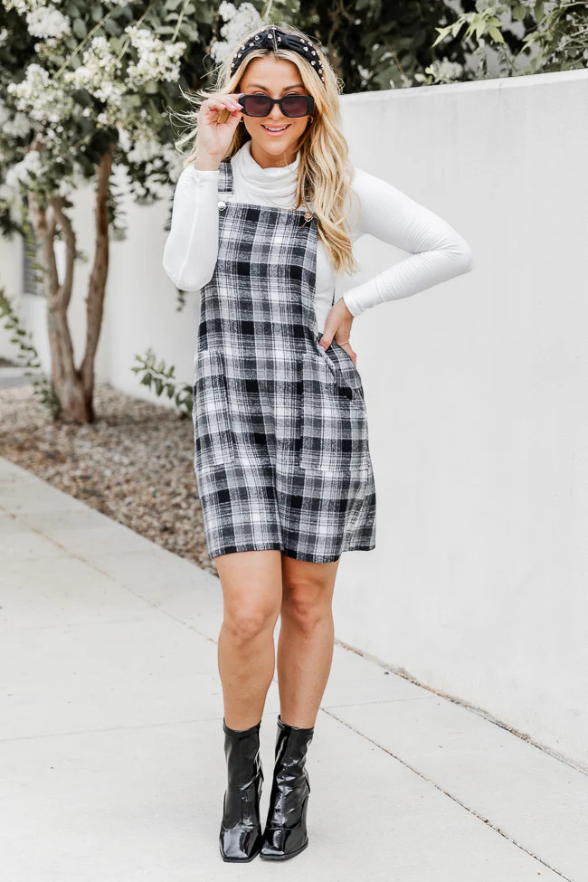 Change In The Air Black Plaid Jumper | Pink Lily