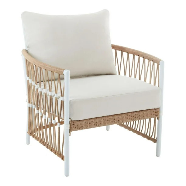 Better Homes & Gardens Lilah 2-Pack Outdoor Wicker Lounge Chair, White | Walmart (US)