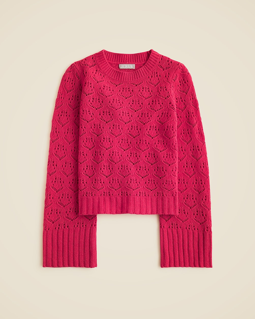 Wide-sleeve pointelle crewneck sweater in merino wool | J. Crew US