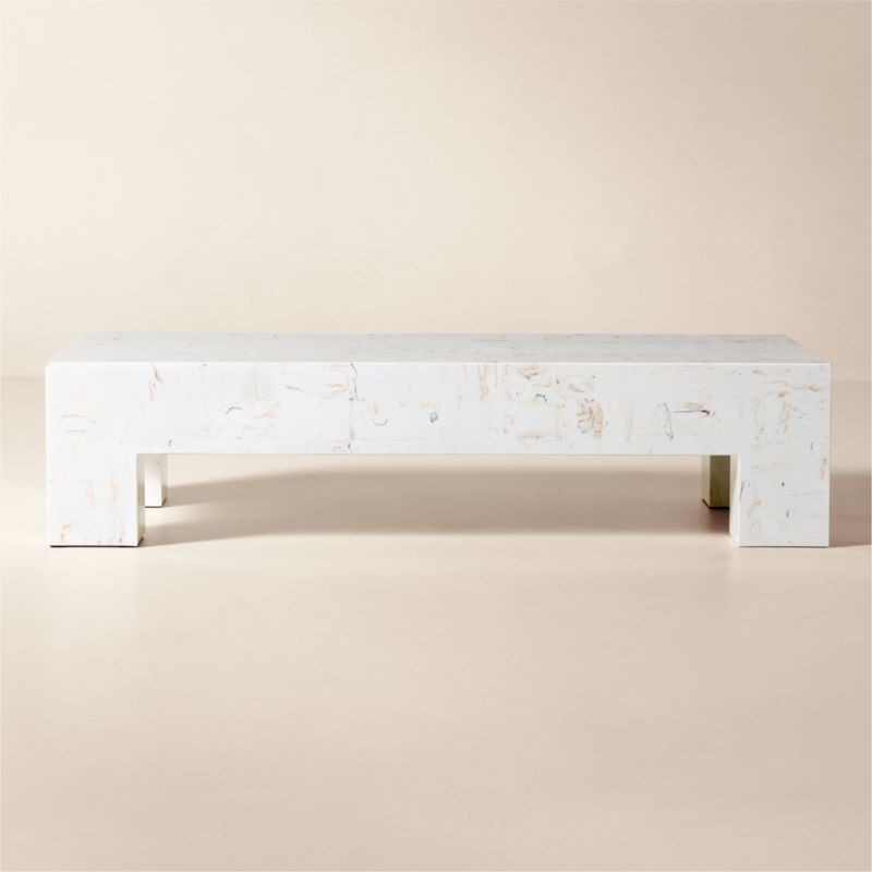 Scatola 60" Rectangular White Swirled Resin Coffee Table + Reviews | CB2 | CB2