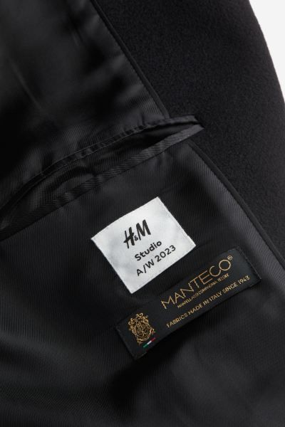 Wool-blend tie-belt coat - Midnight black - Ladies | H&M GB | H&M (UK, MY, IN, SG, PH, TW, HK)