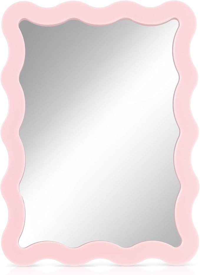 Leinuosen 1 Pcs Scalloped Magnetic Locker Mirror 5" x 7" Small Real Glass Makeup Mirror with Magn... | Amazon (US)