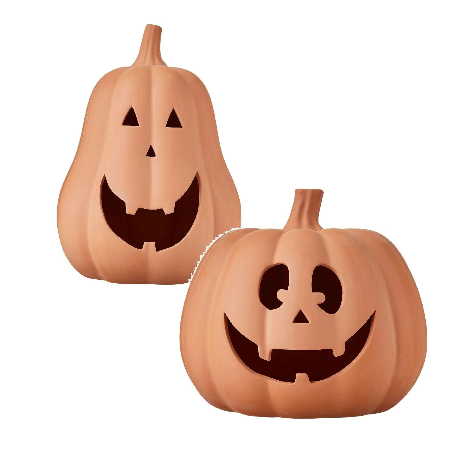 Hallowmas Handcrafted Terracotta Pumpkin Clay Jack-o'-Lantern Tabletop Decor Fall Clay Jack-o'-La... | Walmart (US)