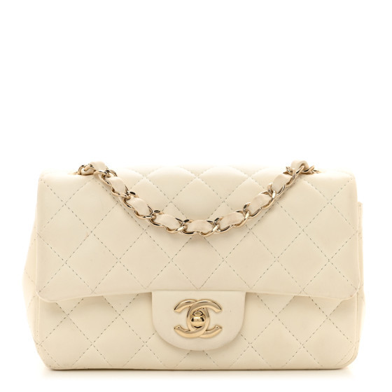 Lambskin Quilted Mini Rectangular Flap White | FASHIONPHILE (US)