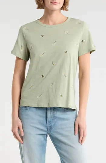 Lucky Brand Embroidered Cotton T-Shirt in Green Multi at Nordstrom Rack, Size X-Large | Nordstrom Rack