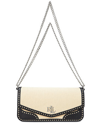 Lauren Ralph Lauren Straw & Leather Sawyer Bag - Macy's | Macy's