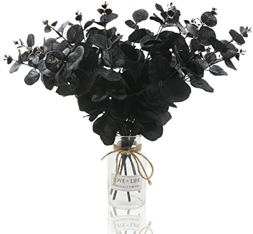 Hananona 6 Pcs Artificial Black Eucalyptus Stems, 14" Eucalyptus Leaves Branches Bouquet for Flow... | Amazon (US)