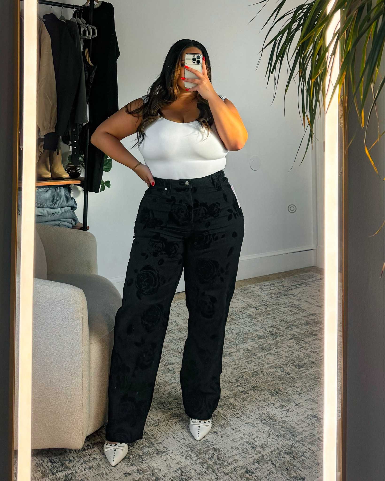 TARGET CURVY JEANS 

5’2” / typically a size 14-16 / wearing a size 16 in 3 in heels! 

velvet floral overlay 

#ltkcurves #ltkplussize #jeans #curvyjeans #targetstyle #affordablefashion #casualstyle #elevatedcasual #casualchic 

#LTKStyleTip #LTKFindsUnder50 #LTKMidsize