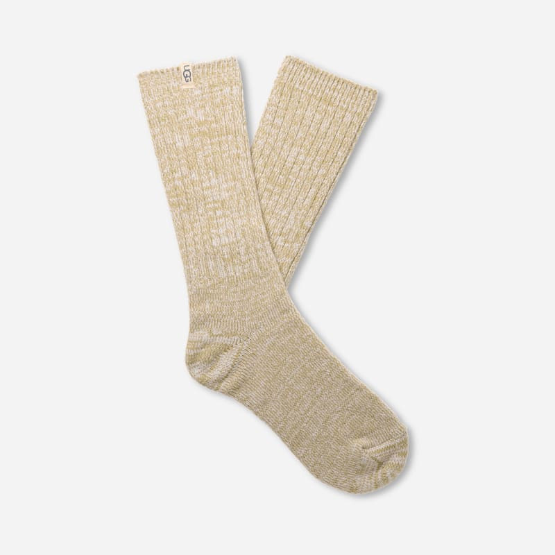 UGG® Women's Rib Knit Slouchy Crew Sock Polyester Blend/Recycled Materials in Muted Brass | UGG (US)