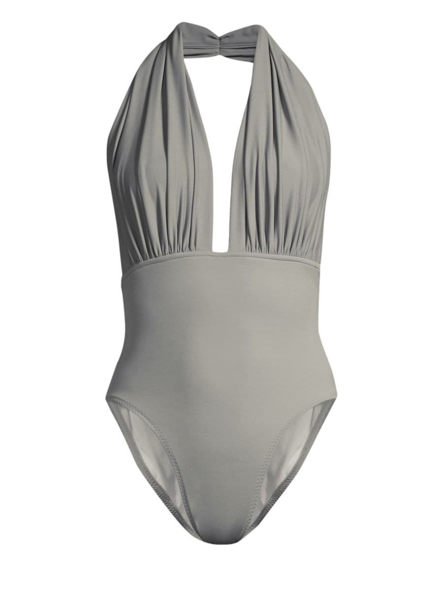 Norma Kamali Halter Low Back One-Piece Swimsuit | Saks Fifth Avenue