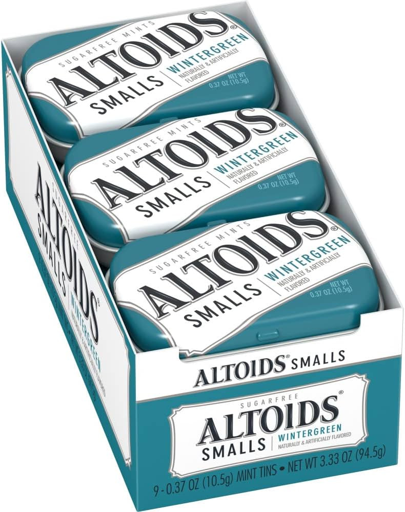 ALTOIDS Smalls Wintergreen Breath Mints Sugar Free Hard Candy Bulk, 0.37 oz Tin (Pack of 9) | Amazon (US)