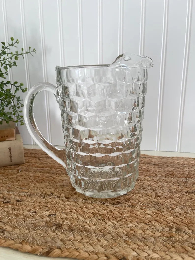 Vintage Colony Whitehall Clear 52oz Ice Lip Pitcher Cubist Glass | Etsy (Global)