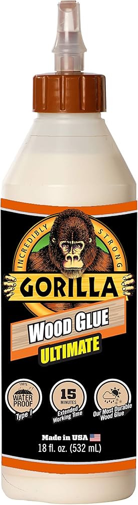 Gorilla Ultimate Waterproof Wood Glue; 18 Ounce; Natural Wood Color; (Pack of 1) | Amazon (US)