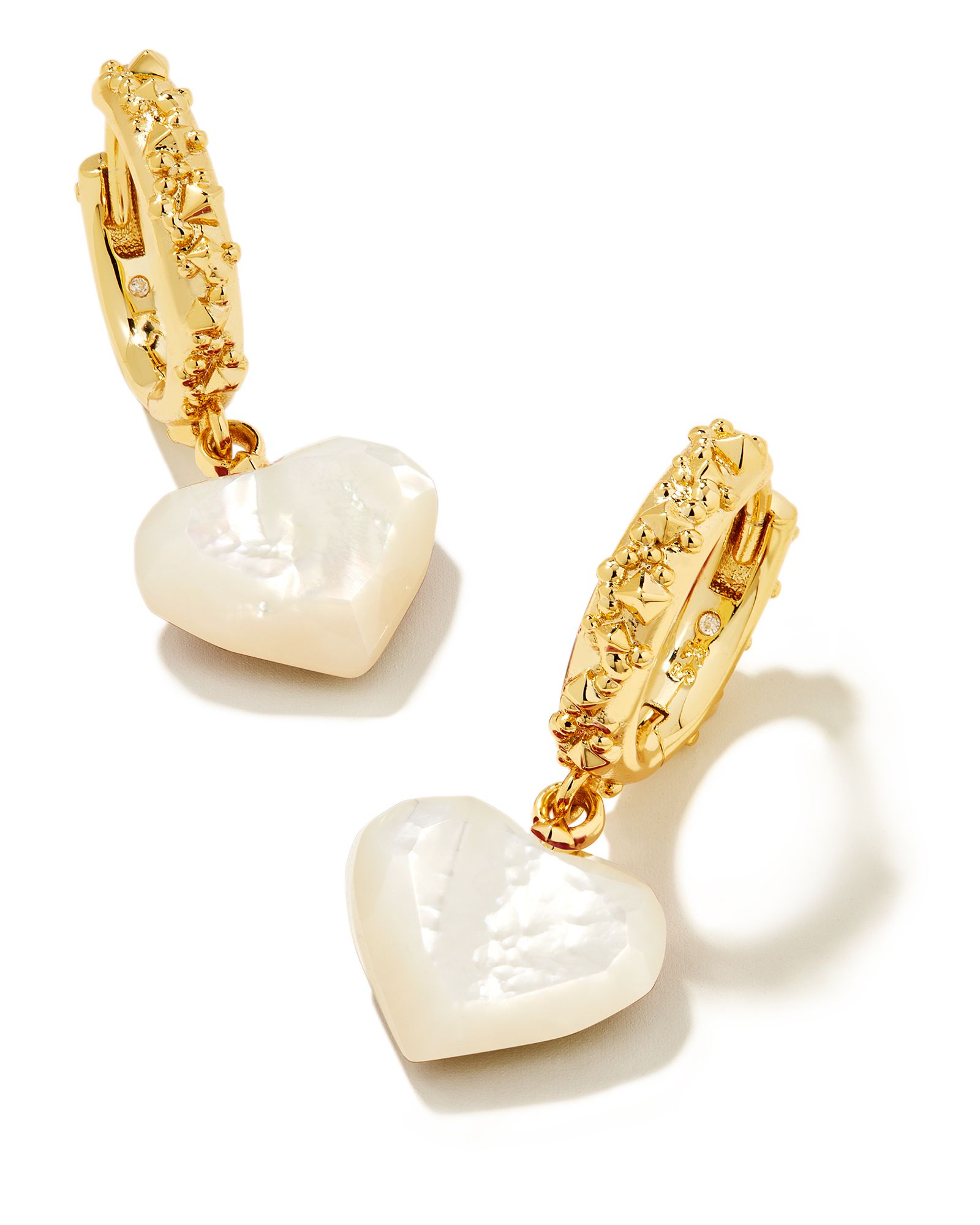Penny Gold Heart Huggie Earrings in Ivory Mother-of-Pearl | Kendra Scott | Kendra Scott