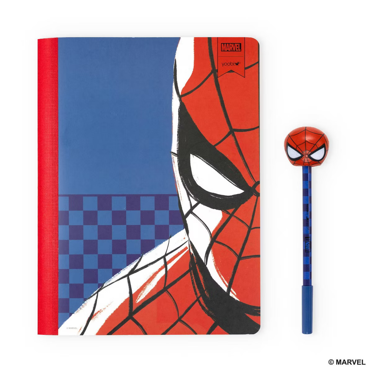 Yoobi Marvel Composition Books 7.5"x9.75" Wide Ruled with Pen Spider-Man Checker | Target