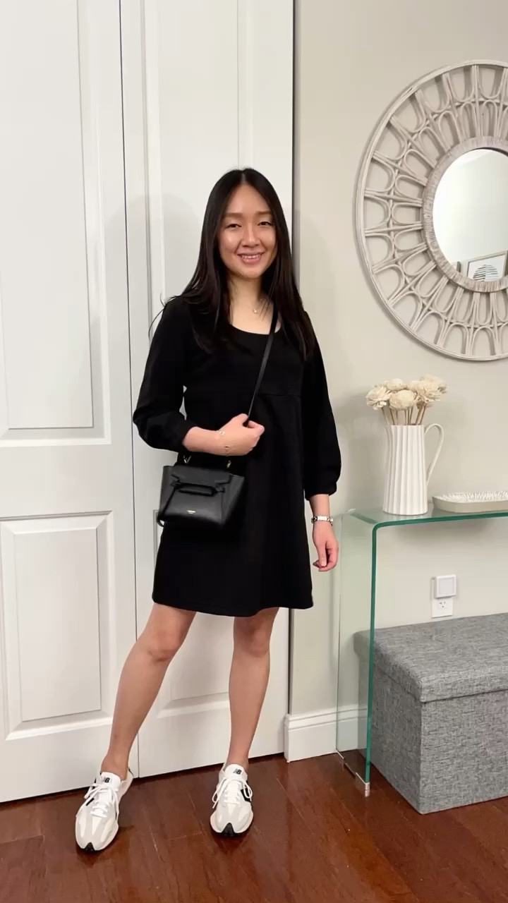 This 3/4 sleeve dress now on sale and it's still available in the black color. Size XS is a looser fit but I love the pleated details on the sleeves. It also has functional pockets.

Celine Pico belt bag

#LTKshoecrush #LTKFind #LTKunder50