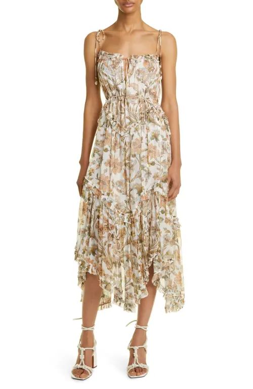 Zimmermann Floral Print Chintz Tiered Sundress in Ivory Daisy Floral at Nordstrom, Size 0P | Nordstrom