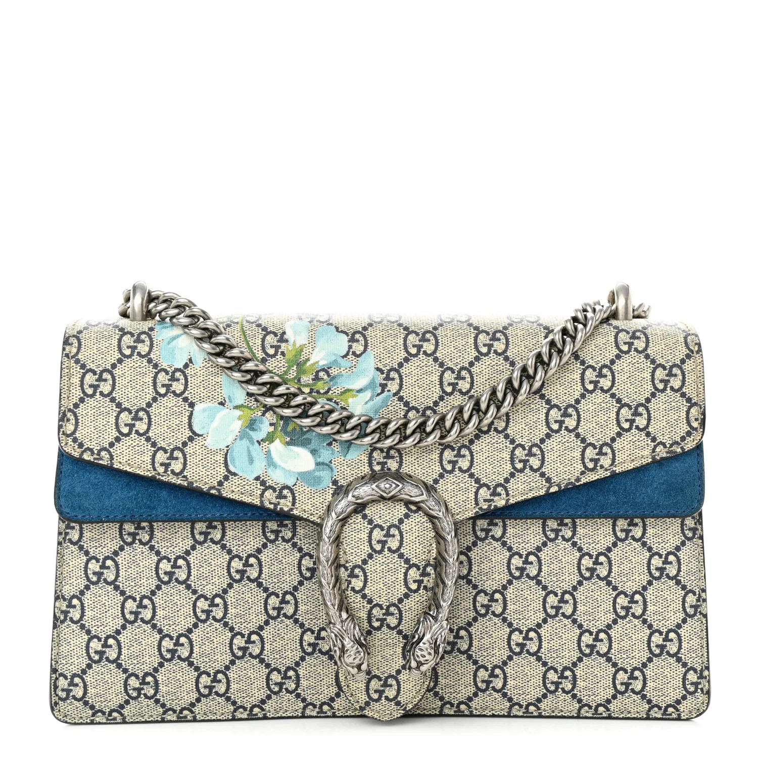 GG Supreme Monogram Blooms Small Dionysus Shoulder Bag Beige Navy Vintage Blue | FASHIONPHILE (US)