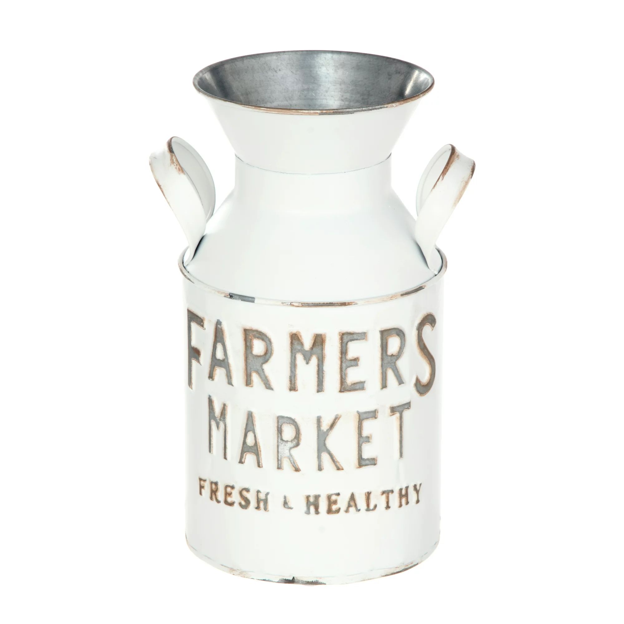 Mainstays Farmers Market Metal Milk Jug Décor with Handles, White, 10" H | Walmart (US)