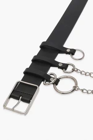 Square Buckle And Chain Waist Belt | Boohoo.com (UK & IE)