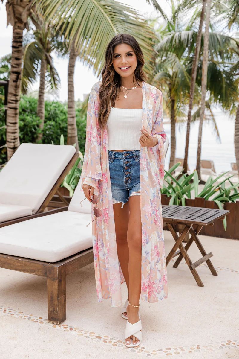 Truth About You Coral Floral Duster Kimono | Pink Lily