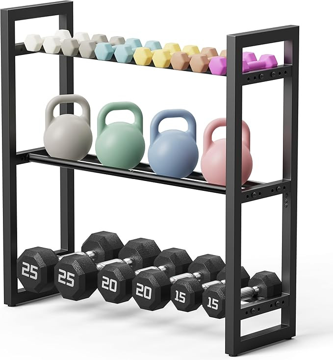 Pickpiff Adjustable 3-Tier Dumbbell Rack –Sturdy Heavy-Duty Metal Weight Storage Stand for Dumb... | Amazon (US)
