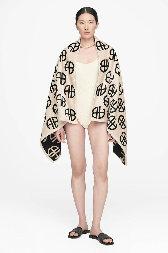 Bahia Towel - Beige Monogram Print | Anine Bing
