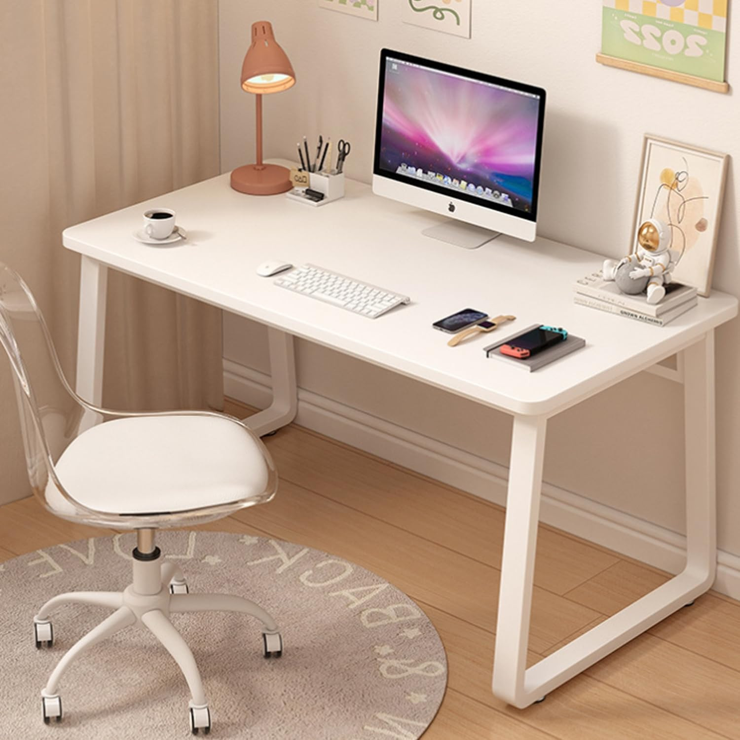 Computer Desk Modern Simple Style Desk for Home Office, 31.5 inch White Small Writing Table Study... | Amazon (US)